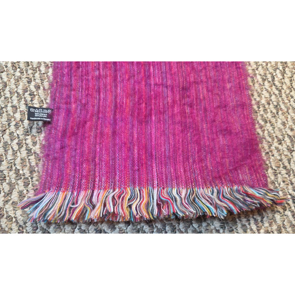 Winterbourne Alpaca Blend Silk Scarf Berry Purple Fringe Cozy Vtg Boho 12x76 - Picture 7 of 7
